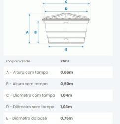 CAIXA D'AGUA 250L POLIETILENO FORTLEV