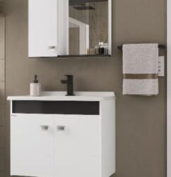 KIT ECONOMICO SUSPENSO 85106 BRANCO/PRETO 60CM FABRIBAM (CUBA/ESPELHEIRA/ARMÁRIO)