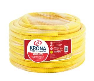ELETRODUTO CORRUGADO AMARELO 1/2 (20MM) ROLO 50M KRONA