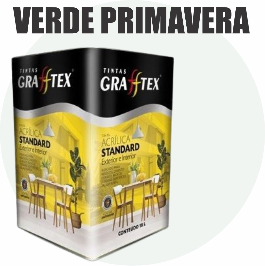 a05a3398-8063-4c5b-b9e8-c172855c8661 TINTA ACRILICA FOSCA STANDARD INT/EXT 18L VERDE PRIMAVERA GRAFFTEX