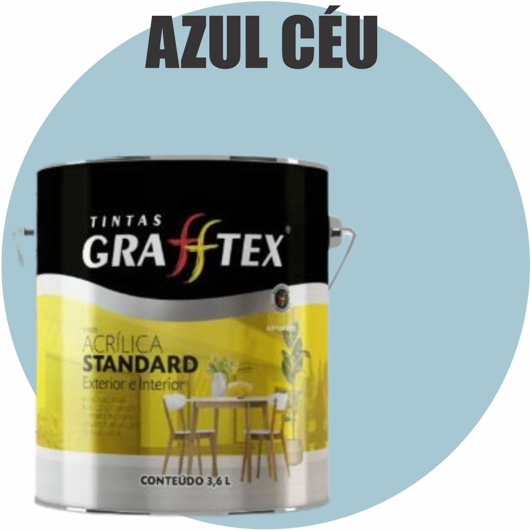 362243d3-56a6-4bb2-aea2-957f64f3be55 TINTA ACRILICA FOSCA STANDARD INT/EXT 3,6L AZUL CEU GRAFFTEX