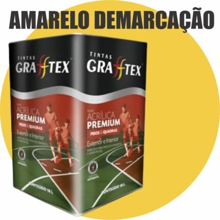 TINTA ACRILICA FOSCA PISOS E QUADRAS PREMIUM 18L AMARELO DEMARCAÇAO GRAFFTEX