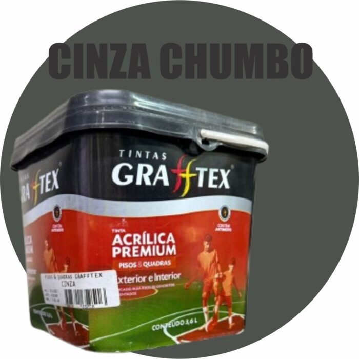 TINTA ACRILICA FOSCA PISOS E QUADRAS PREMIUM 3,6L CINZA CHUMBO GRAFFTEX-
