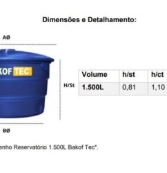 CAIXA D'AGUA 1500L POLIETILENO COM TAMPA BAKOF