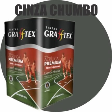 TINTA ACRILICA FOSCA PISOS E QUADRAS PREMIUM 18L CINZA CHUMBO GRAFFTEX-