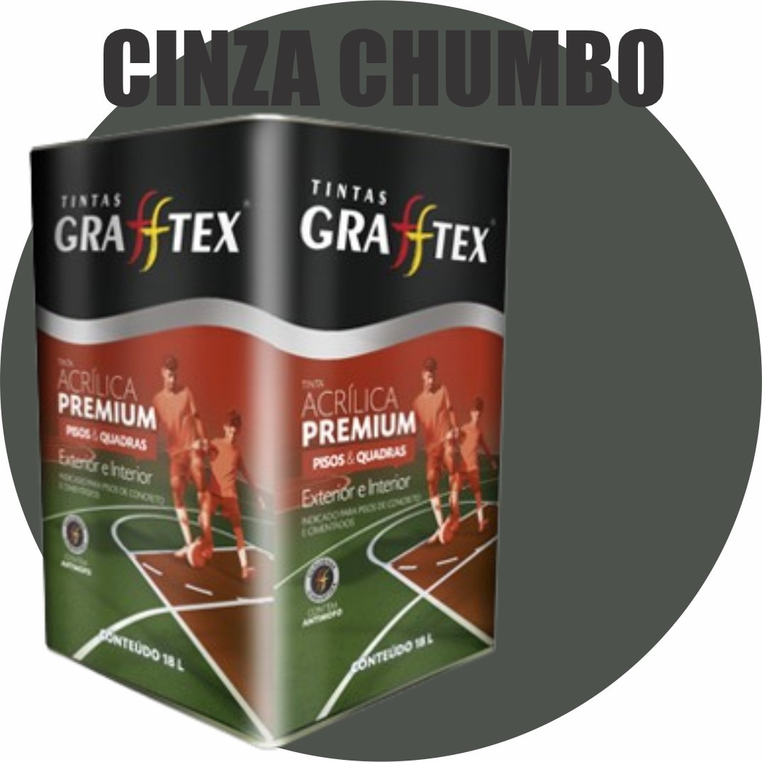 7ca023be-7458-47d7-be61-bf39de5ff499 TINTA ACRILICA FOSCA PISOS E QUADRAS PREMIUM 18L CINZA CHUMBO GRAFFTEX-