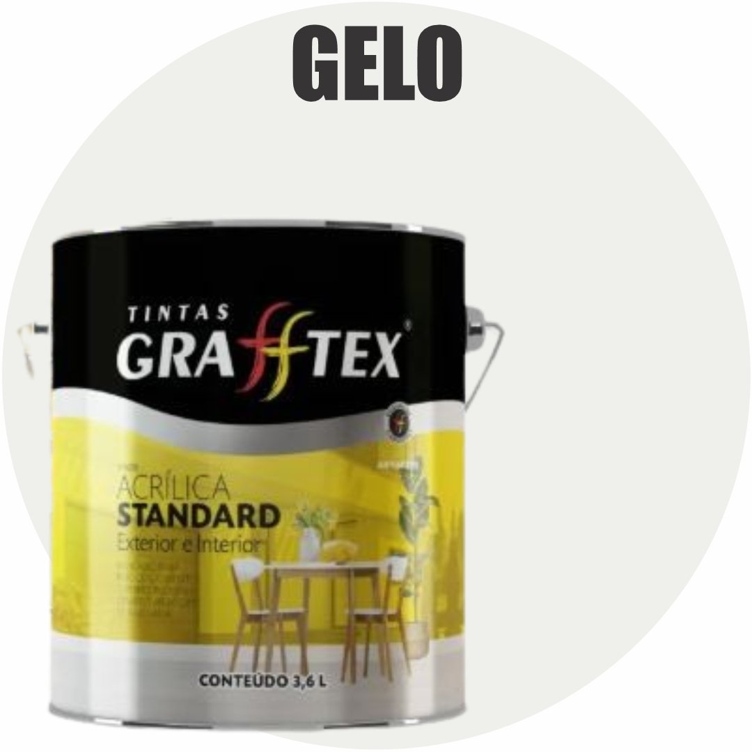 e55e642c-a609-4f7c-a00d-170c52ff6c5a TINTA ACRILICA FOSCA STANDARD INT/EXT 3,6L GELO GRAFFTEX-