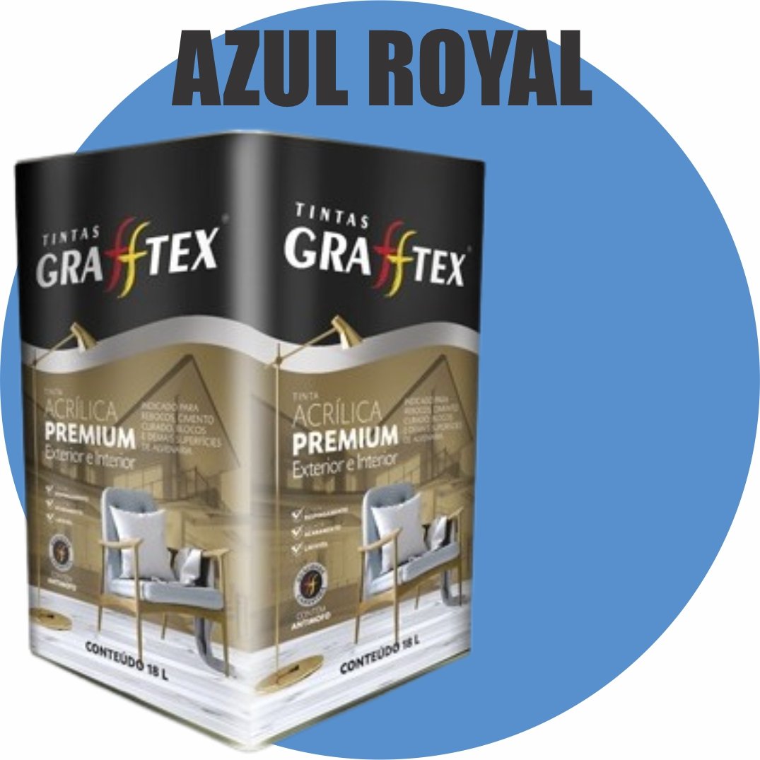 6b6e09b3-7309-4690-83c3-7591df418cbb TINTA ACRILICA FOSCA PREMIUM INT/EXT 18L AZUL ROYAL GRAFFTEX