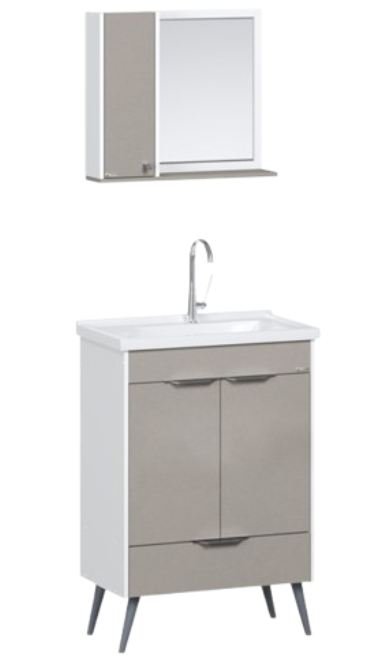 KIT GABINETE + ESPELHEIRA ROMA COM PÉS RORATTO