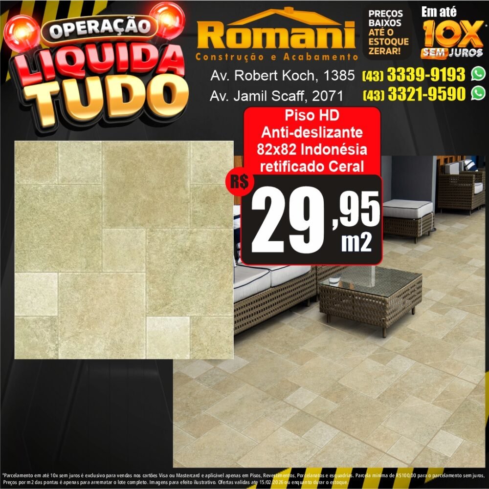 piso externo 82x82 retificado indonesia ceral anti deslizante - liquidacao oferta promocao