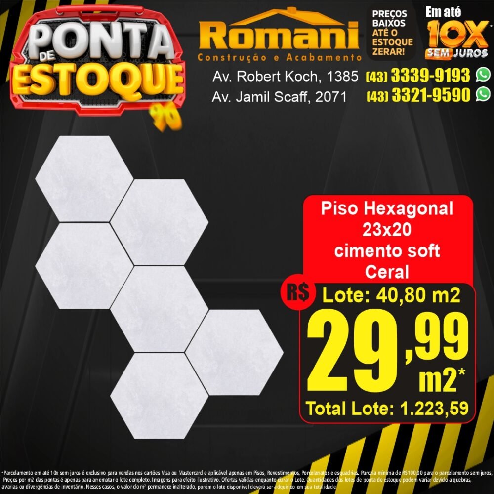 revestimento exagonal cimento soft - ponta estoque liquidacao promocao oferta