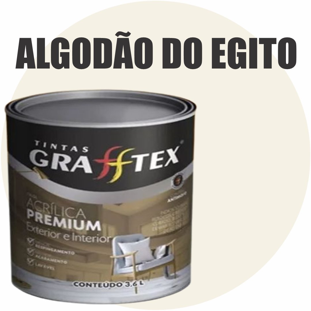 1cdb3b9d-a251-4983-be4c-48fa74e0e3bf TINTA ACRILICA FOSCA PREMIUM INT/EXT 3,6L ALGODAO DO EGITO GRAFFTEX-