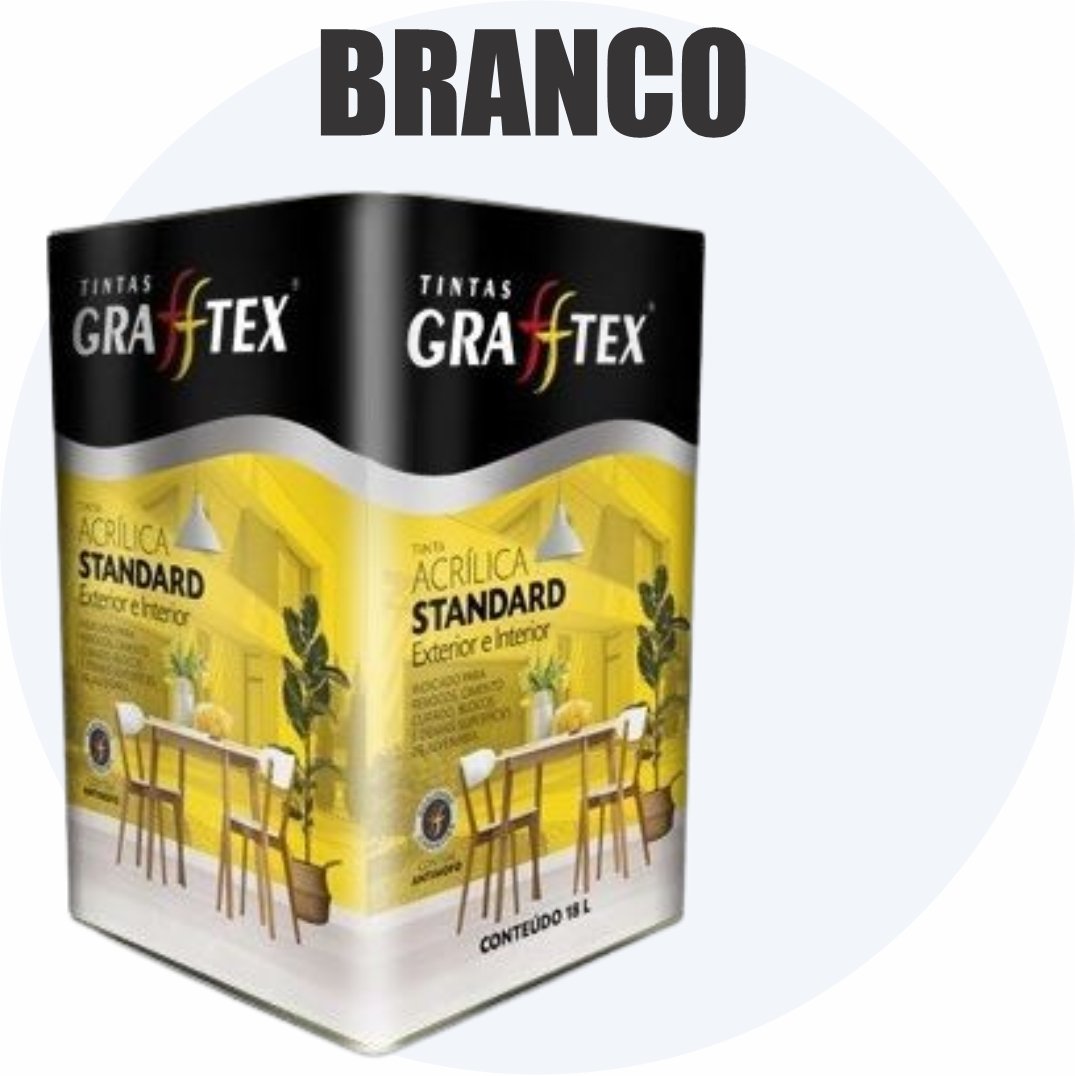 f0baf45c-5d61-4b04-82a1-ff7912e398ca TINTA ACRILICA FOSCA STANDARD INT/EXT 18L BRANCO GRAFFTEX-