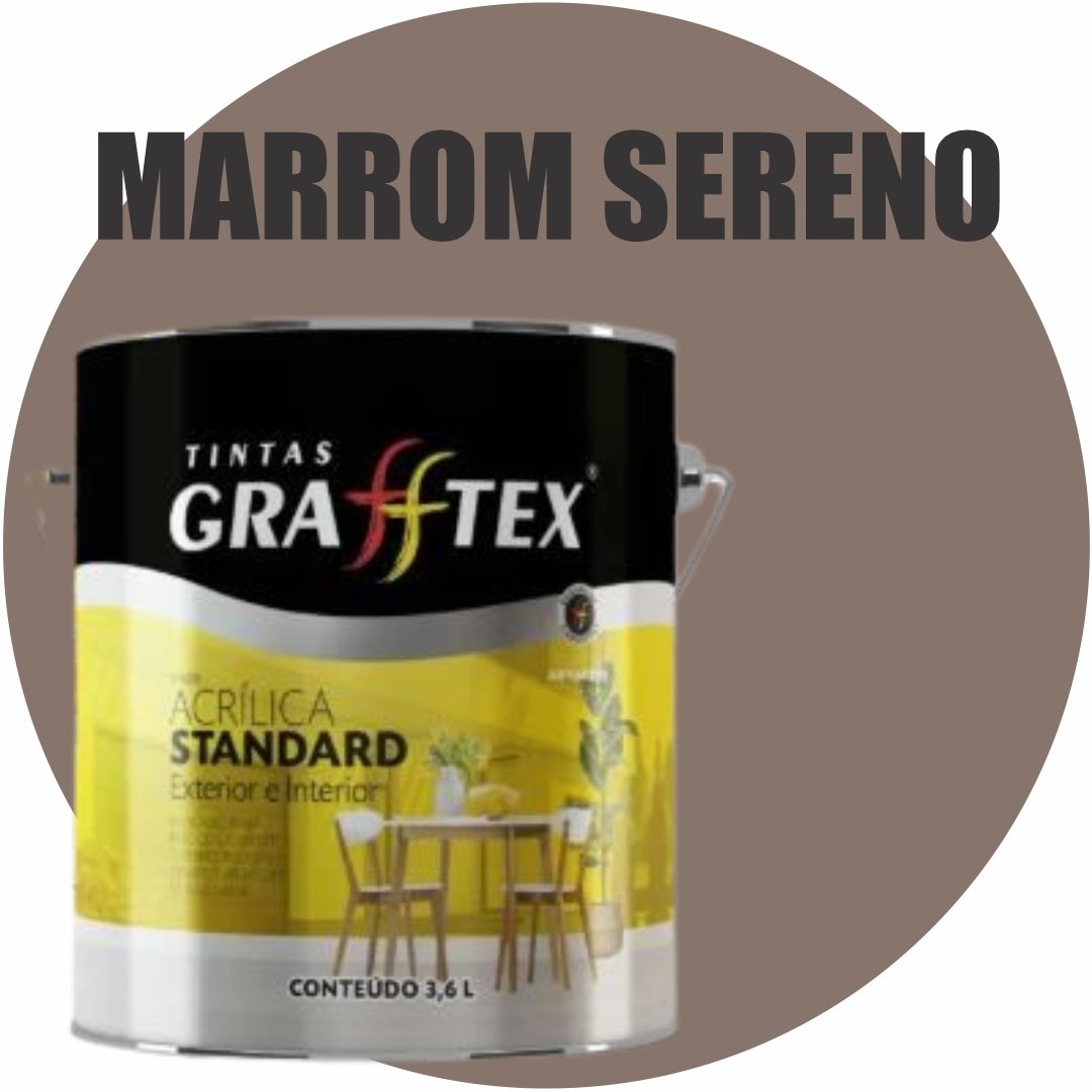 322c24ca-98bc-4909-b5ab-0de3309e696b TINTA ACRILICA FOSCA STANDARD INT/EXT 3,6L MARROM SERENO GRAFFTEX