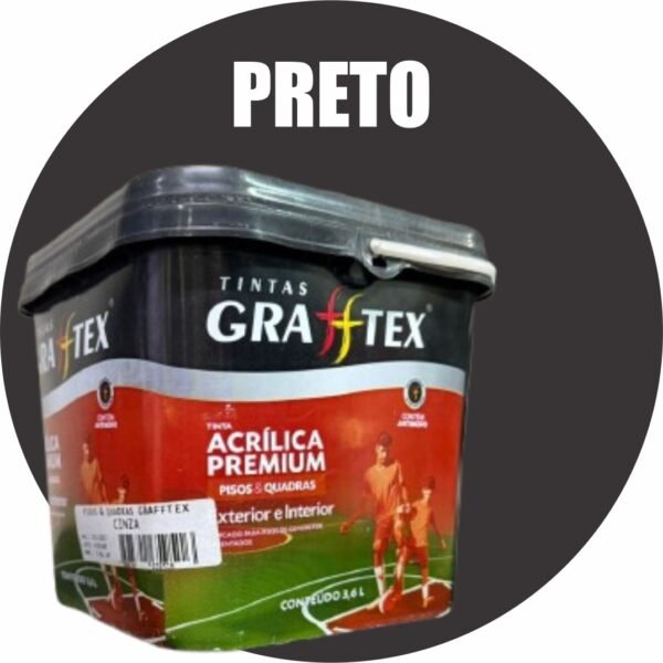 TINTA ACRILICA FOSCA PISOS E QUADRAS PREMIUM 3,6L PRETO GRAFFTEX-