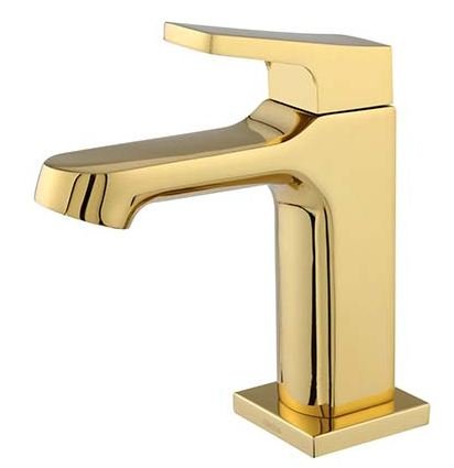 TORNEIRA LAVATORIO 61011 C 79 1/4V SQUARE BANCAD GOLD BRILHO RAINHA 216522