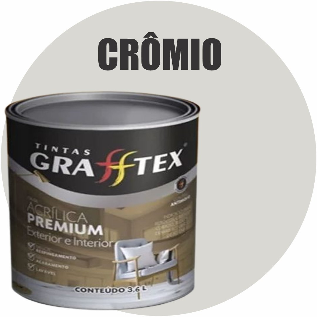 a2ee9170-4667-48a6-b3ae-419104a1f49e TINTA ACRILICA FOSCA PREMIUM INT/EXT 3,6L CROMIO GRAFFTEX-