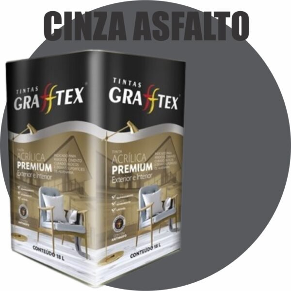 TINTA ACRILICA FOSCA PREMIUM INT/EXT 18L CINZA ASFALTO GRAFFTEX