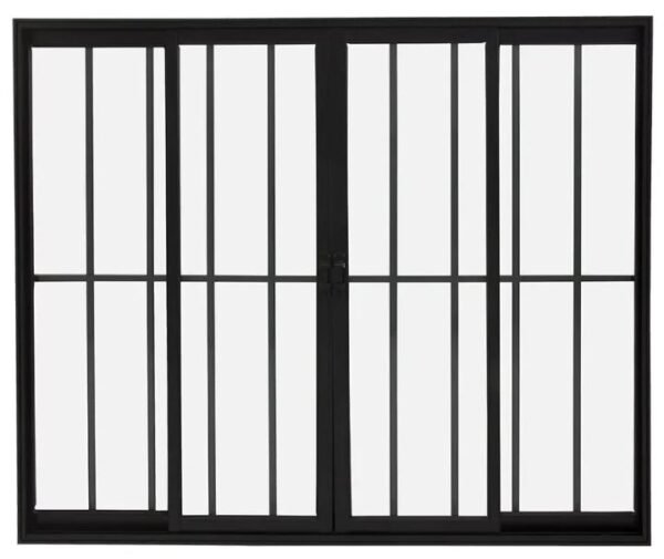 VITRO ALUMINIO 4FOLHAS MOD PRETO C/VIDRO C/GRADE 120X200 JP