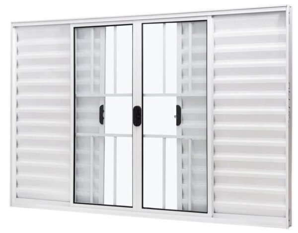 VENEZIANA ALUMINIO 6FOLHAS MOD BRANCO C/VIDRO C/GRADE 100X100 JP
