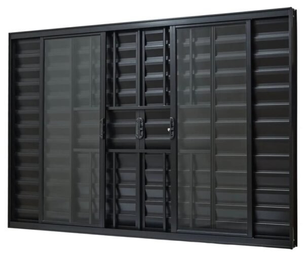 VENEZIANA ALUMINIO 6FOLHAS MOD PRETA C/VIDRO C/GRADE 100X200 JP