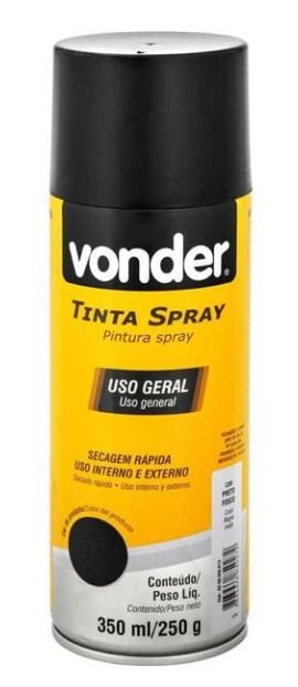 TINTA SPRAY PRETO BRILHANTE 350ML/250G VONDER