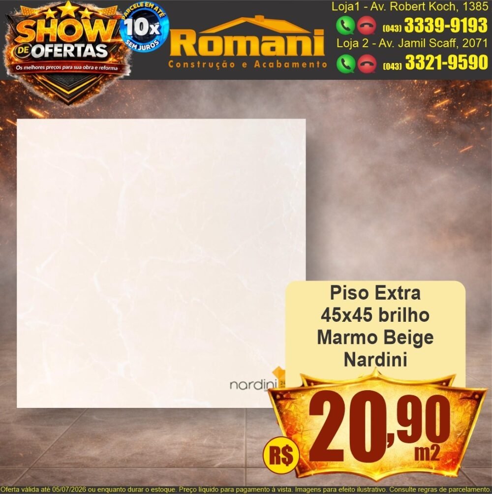 piso extra 45x45 marmo beige brilho promocao oferta barato