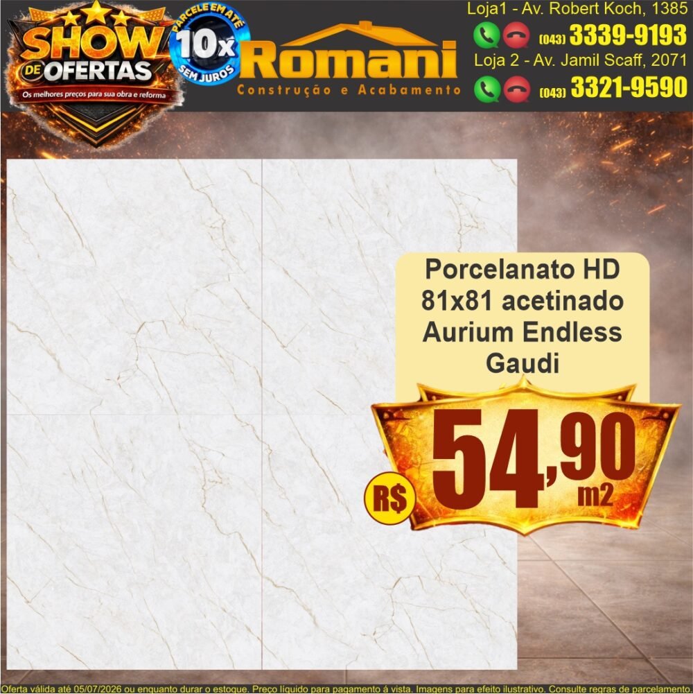 porcelando aurium endless acetinado 81x81 gaudi show de oferta promocao barato romani