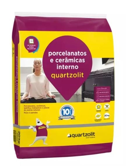 ARGAMASSA PORCELANATO CERAMICA INTERNO CINZA 20KG QUARTZOLIT