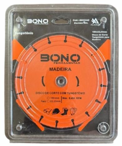 DISCO DE CORTE TUNGSTENIO 7" 180X22,23MM BONO 71/2 MADEIRA