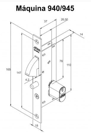 FECHADURA BICO DE PAPAGAIO ESPELHO INOX 940 EXTERNA (G) STAM 35040
