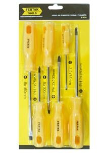 JOGO CHAVE FENDA/PHILLIPS 3/3 SOLID FERTAK 4805