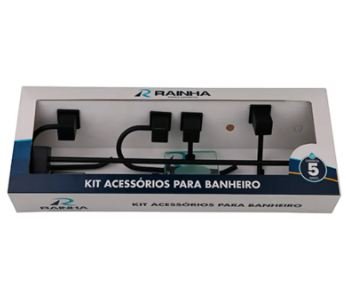 KIT QUADRADO ALUMINIO PRETO FOSCO RAINHA 5 PÇS 215494