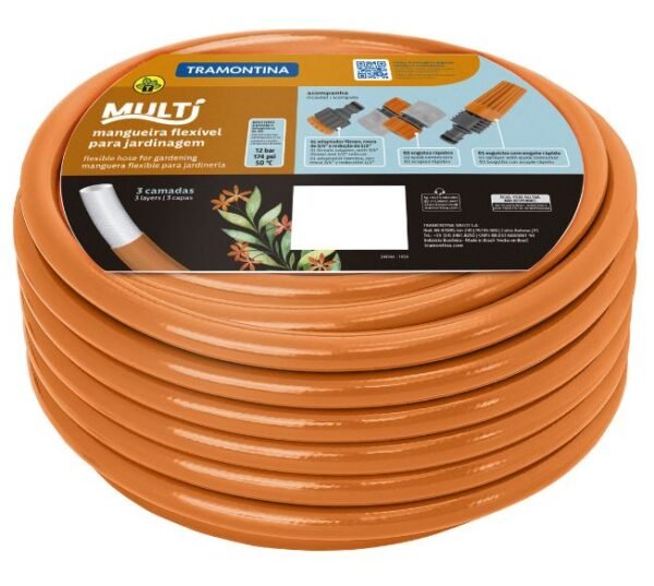 MANGUEIRA JARDIM MULTI PVC LARANJA 1/2 15M TRAMONTINA