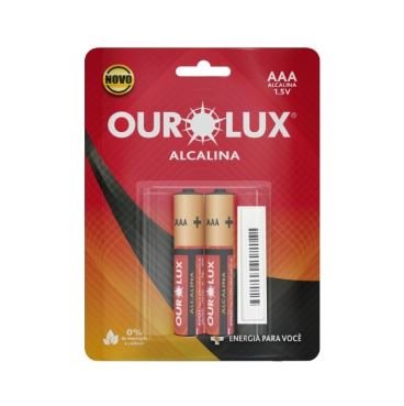 PILHA ALCALINA AAA PALITO BL 2UN OUROLUX 27325