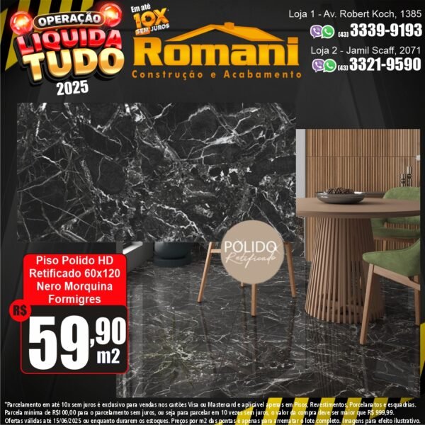 PISO GRAN MORQUINA NERO 60X120 POL FORMIG. 2,16 MT