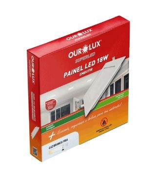 PAINEL LED QUAD EMBUTIR 18W 6500K BIVOLT OUROLUX 03207