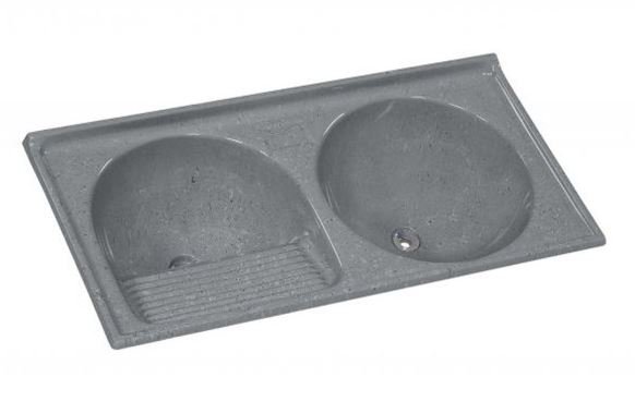 TANQUE 2 BOCAS MARMORE SINTETICO N2 110X55X24CM CINZA RORATO 500210