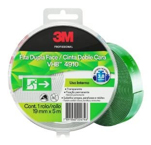 FITA DUPLA FACE VERDE 19MMX5M VHB 4910 ESTOJO 3M - HB004459218