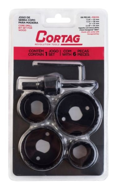 SERRA COPO P/ MADEIRA - JOGO C/ 6 PECAS C/ GUIA CORTAG 60234