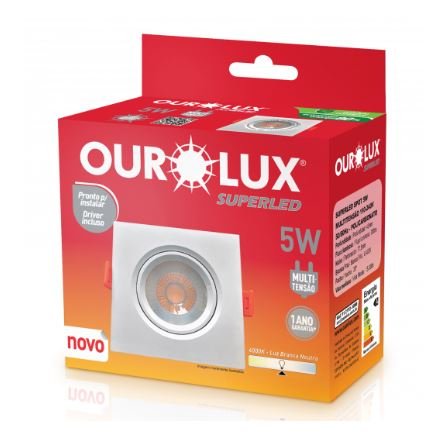 SUPERLED SPOT QUAD 5W 4000K BRANCO NEUTRO OUROLUX 05602A
