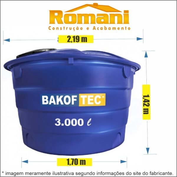 CAIXA D'AGUA 3000L POLIETILENO COM TAMPA BAKOF (3.000L)