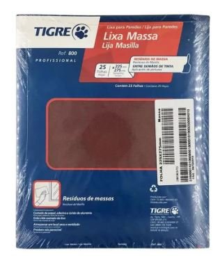 LIXA MASSA TIGRE G180 PACOTE (25UND) PROFISSIONAL 225X275MM REF800