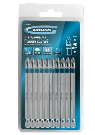 BITS PHILLIPS PH2, ACO CROMO MOLIBDENIO, 90MM, 10PCS // GROSS 1137955