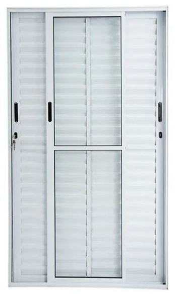 PORTA CORRER ALUMINIO MASTER BALCAO 3F D/E C/VIDRO BRANCA 210X150 JP (ENC10)