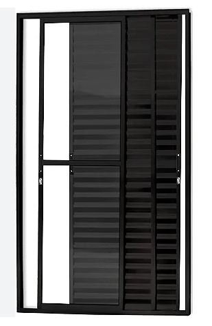 PORTA CORRER ALUMINIO MASTER BALCAO 3F D/E C/VIDRO PRETA 210X180 JP (ENC10)