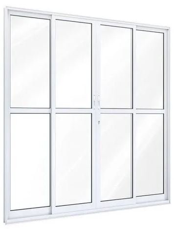 PORTA CORRER ALUMINIO MASTER 4FOLHAS C/VIDRO BRANCA 210X180 JP (ENC10)