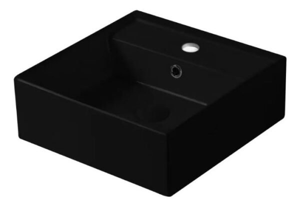 CUBA DE LOUÇA QUADRADA APOIO COM MESA 41X41X15CM PRETA NEOS