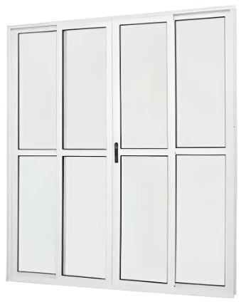 PORTA DE CORRER CENTRAL ALUMINIO C/ VIDRO BRANCO 4F 200X210 JP