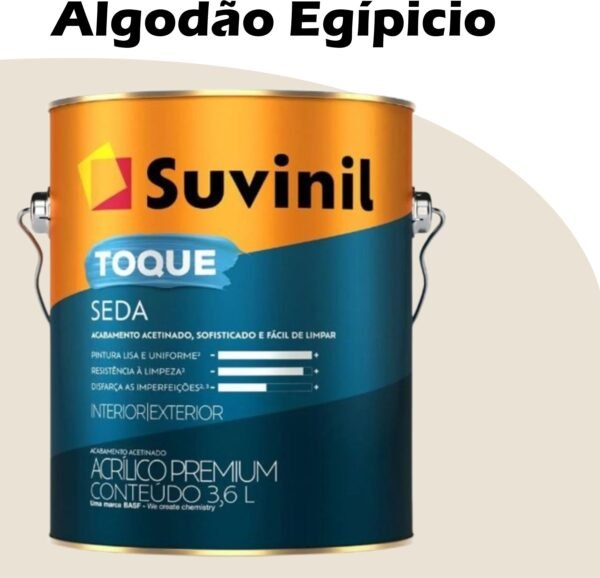 TINTA ACRILICA ACETINADA TOQUE SEDA 3,6L ALGODAO EGIPICIO SUVINIL